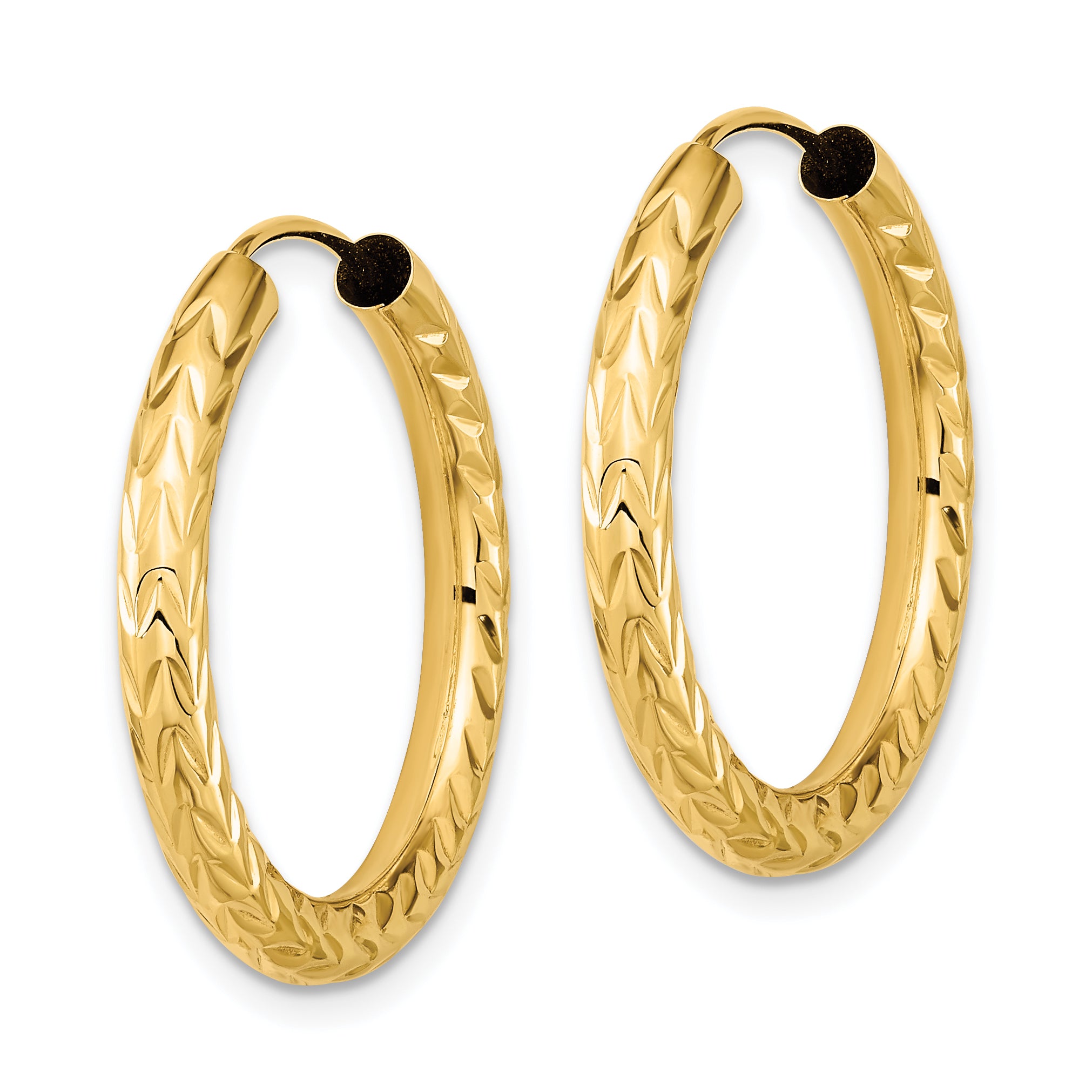 14k Polished & D/C Endless Hoop Earrings Secondary image