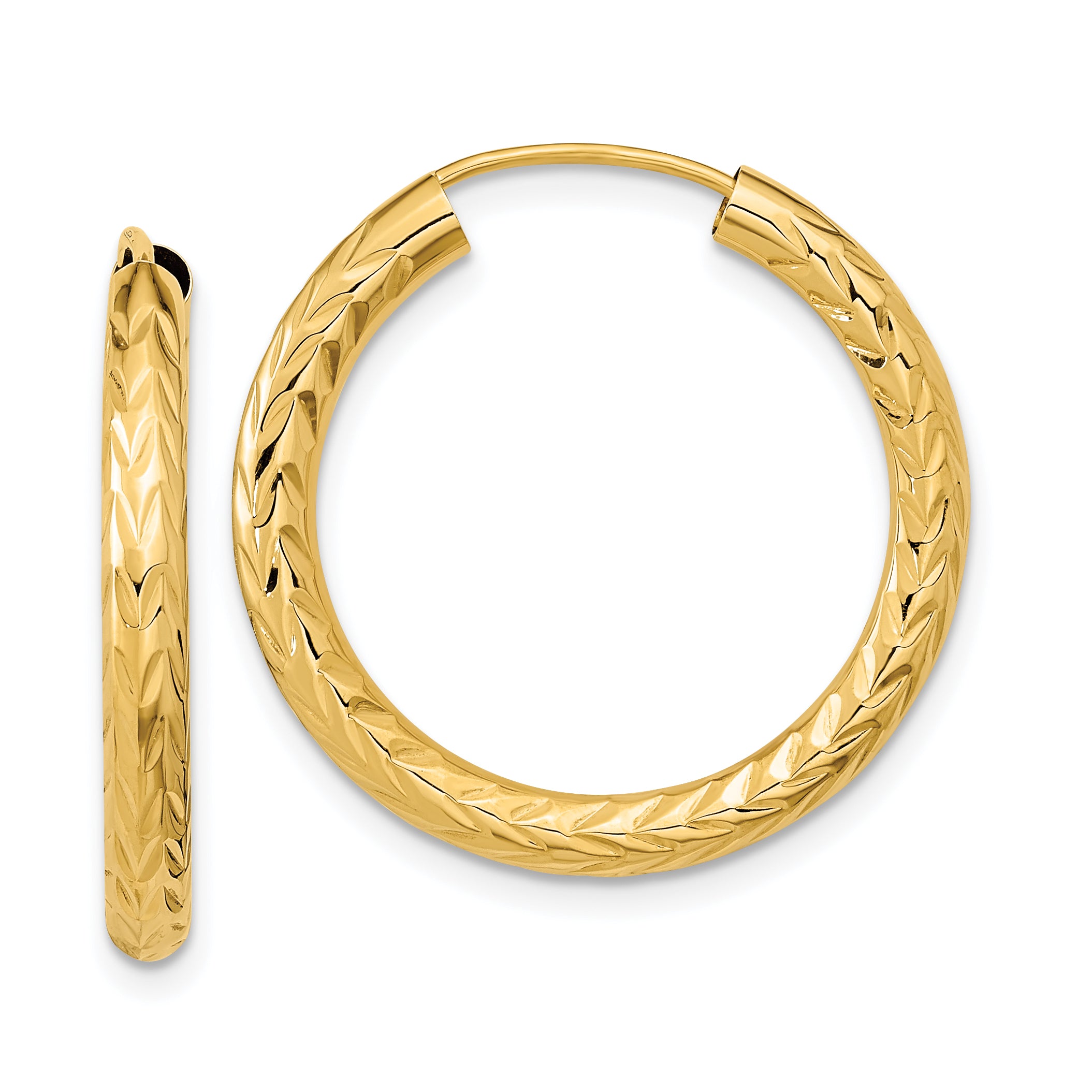 14k Polished & D/C Endless Hoop Earrings Main image