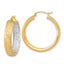 14k White Rhodium Polished Satin Diamond-cut In/Out Hoop Earrings