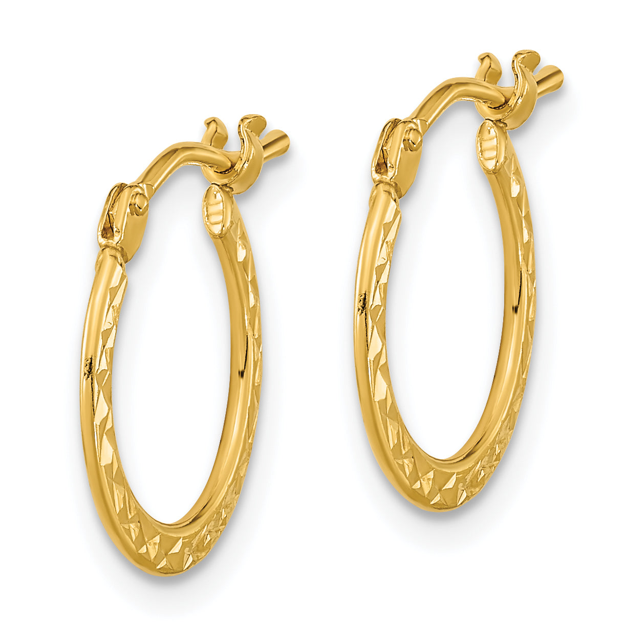14k Gold Polished and Diamond-cut Hoop Earrings Secondary image