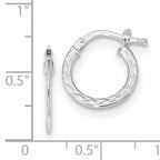 14k White Gold Polished and Diamond-cut  Hoop Earrings