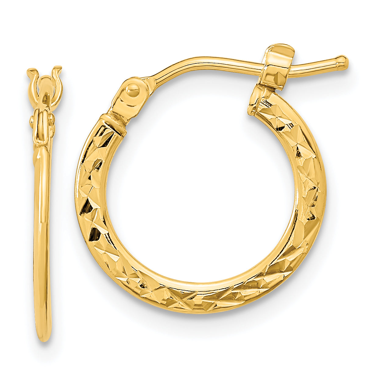 14k Gold Polished and Diamond-cut Hoop Earrings Main image