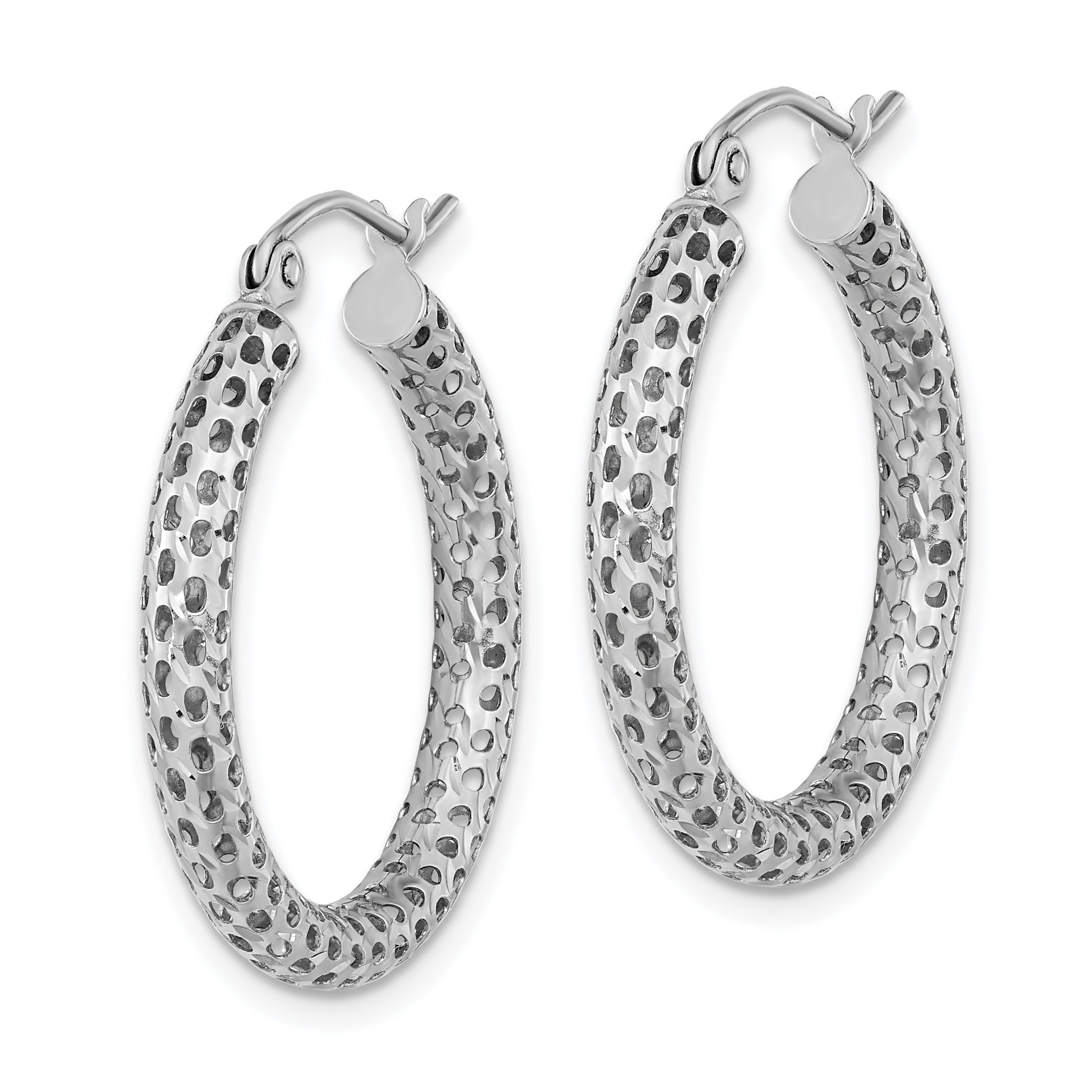 14k White Gold Mesh Hoop Earrings Secondary image