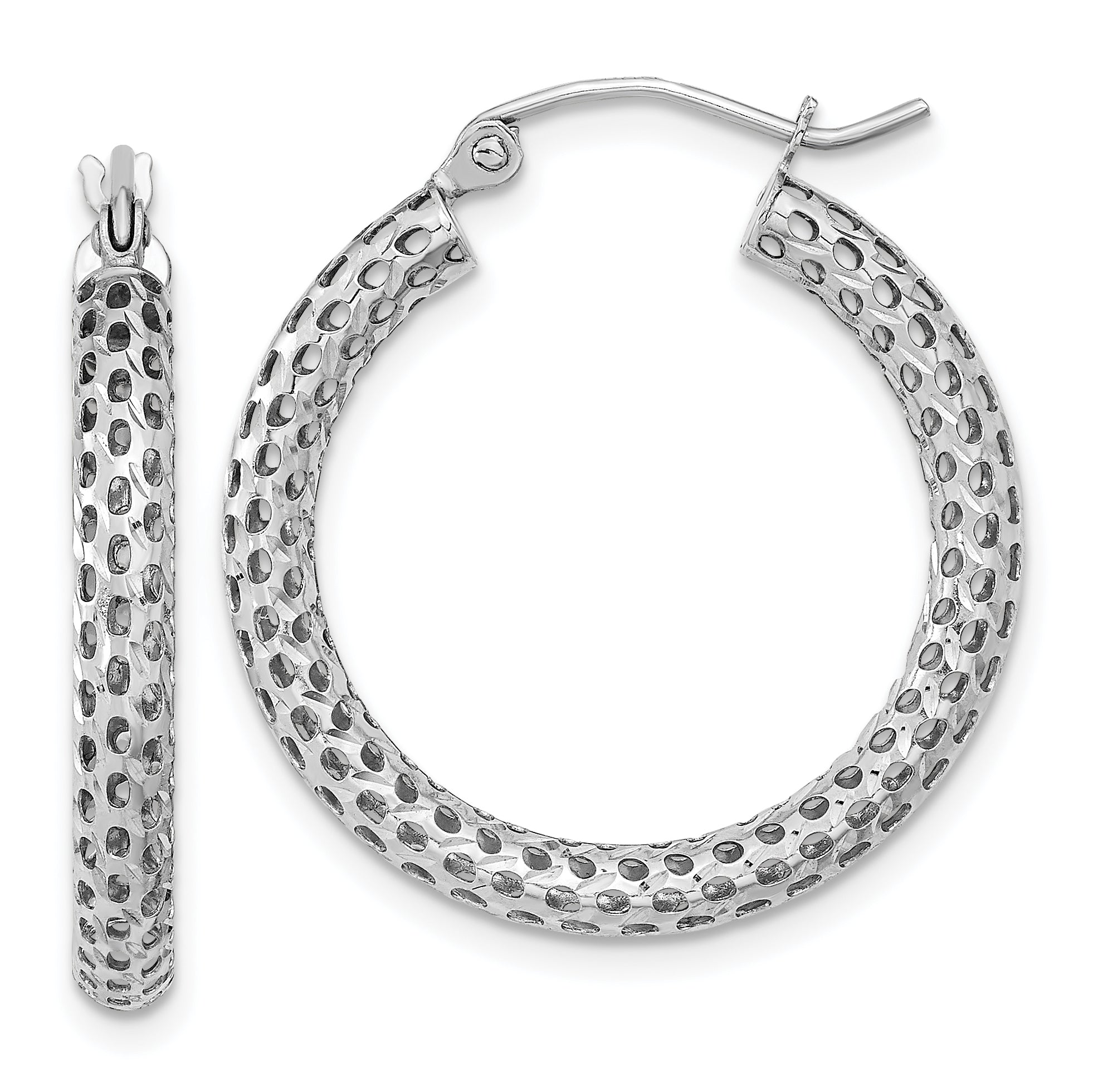 14k White Gold Mesh Hoop Earrings Main image