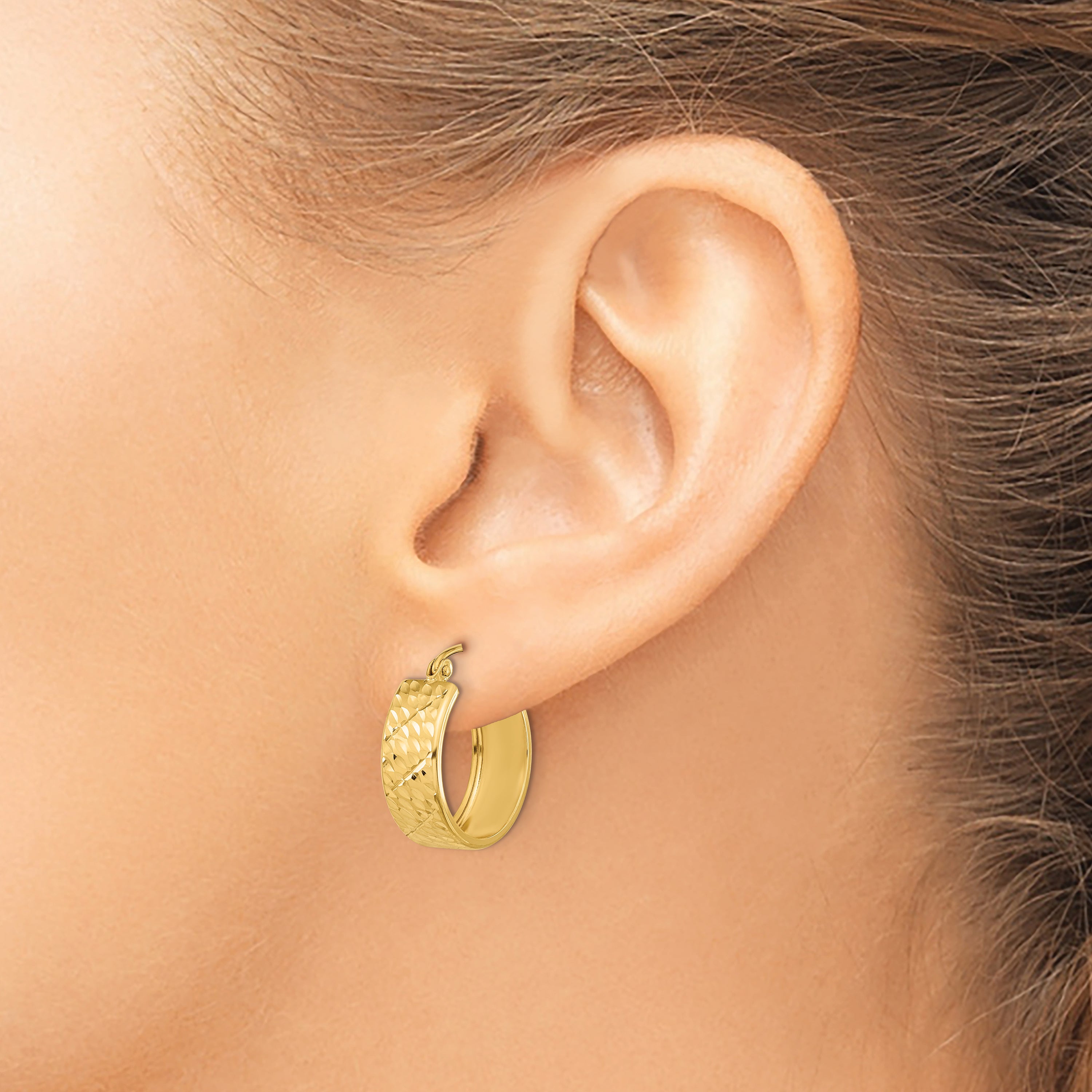 14k Diamond-cut Hoop Earrings