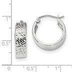 14k White Gold Diamond-cut Hoop Earrings