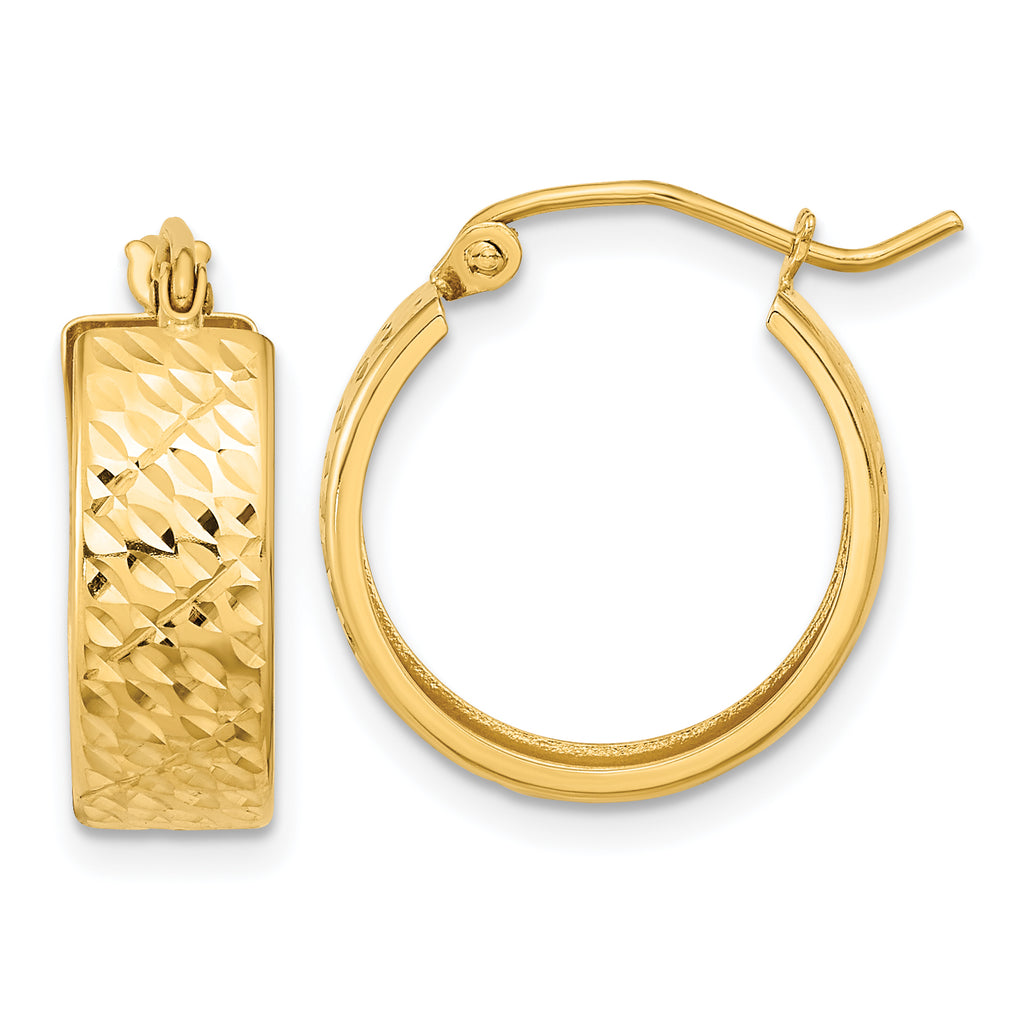14k Diamond-cut Hoop Earrings
