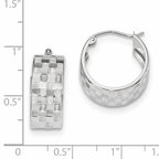14k White Gold Diamond-cut Hoop Earrings