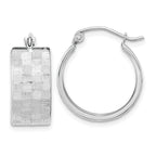 14k White Gold Diamond-cut Hoop Earrings