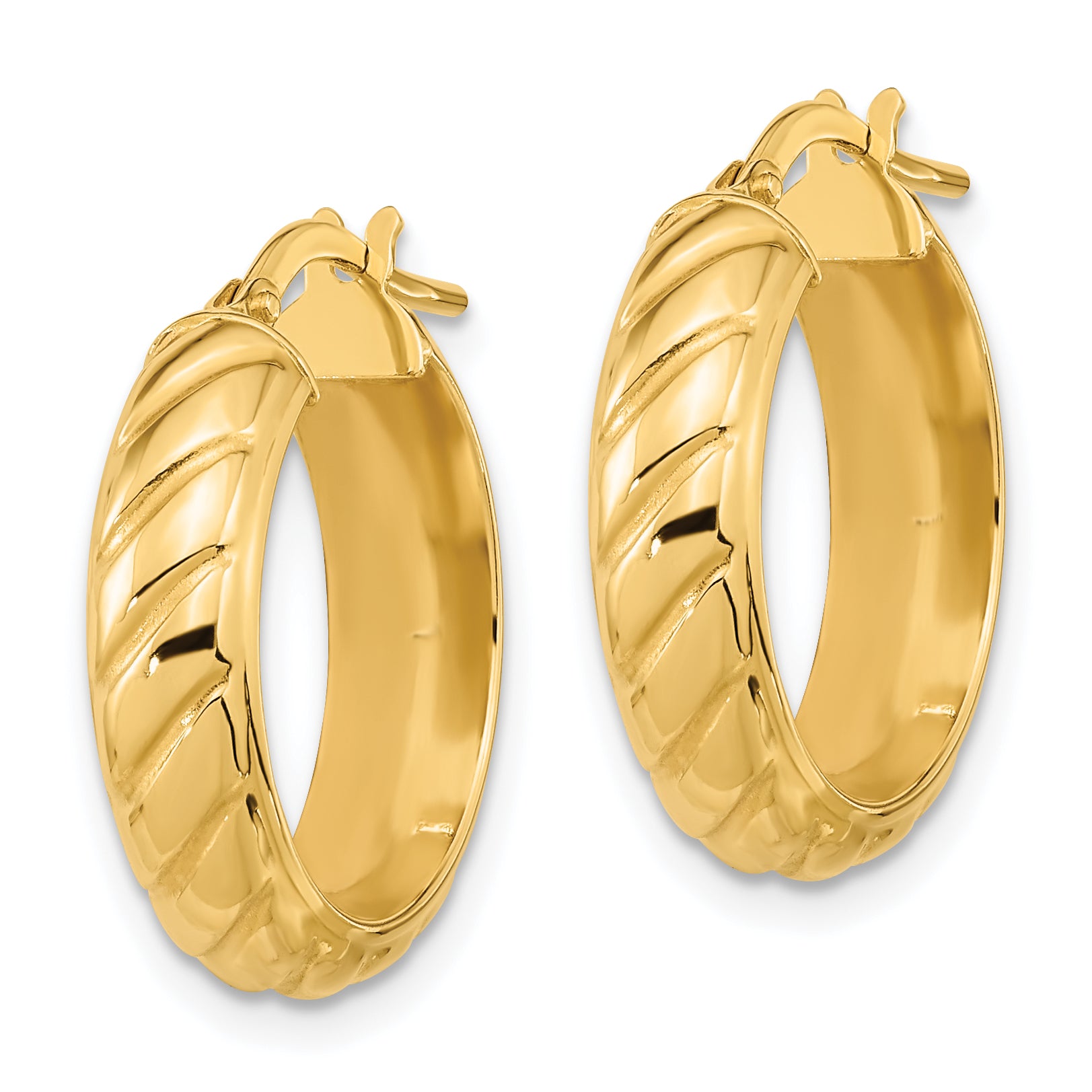 14k Polished Fancy Hoops Secondary image