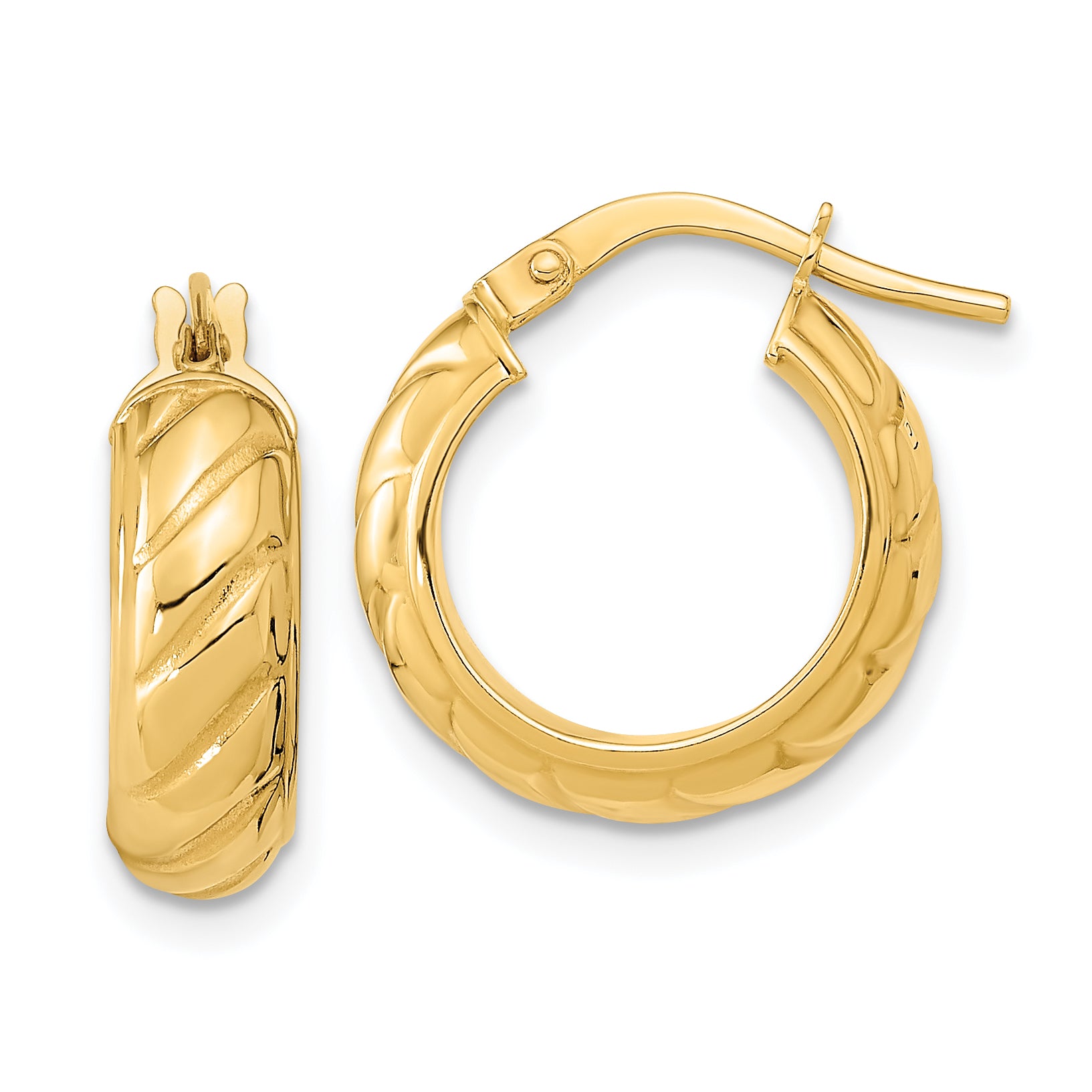 14k Polished Fancy Hoops Main image