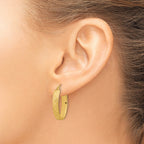14k Polished Satin Diamond-cut Hoop Earrings