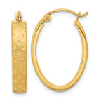 14k Polished Satin Diamond-cut Hoop Earrings