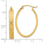 14k Polished Satin Diamond-cut Hoop Earrings