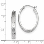 14k White Gold Polished Satin Diamond-cut Hoop Earrings