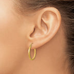 14k Satin Diamond-cut Square Tube Hoop Earrings
