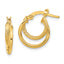 14K Polished Diamond-cut Hinged Hoop Earrings