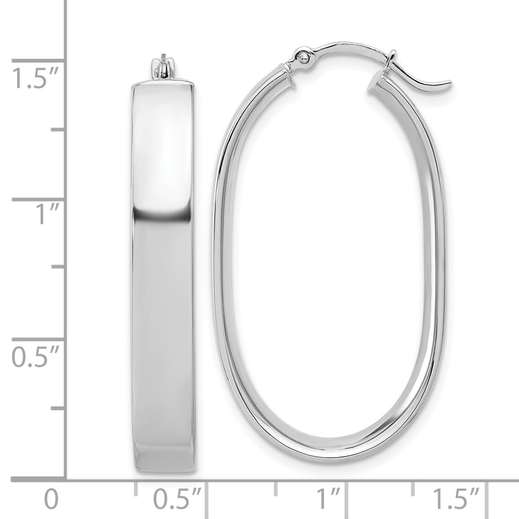 14k White Gold Oval Hoop Earrings