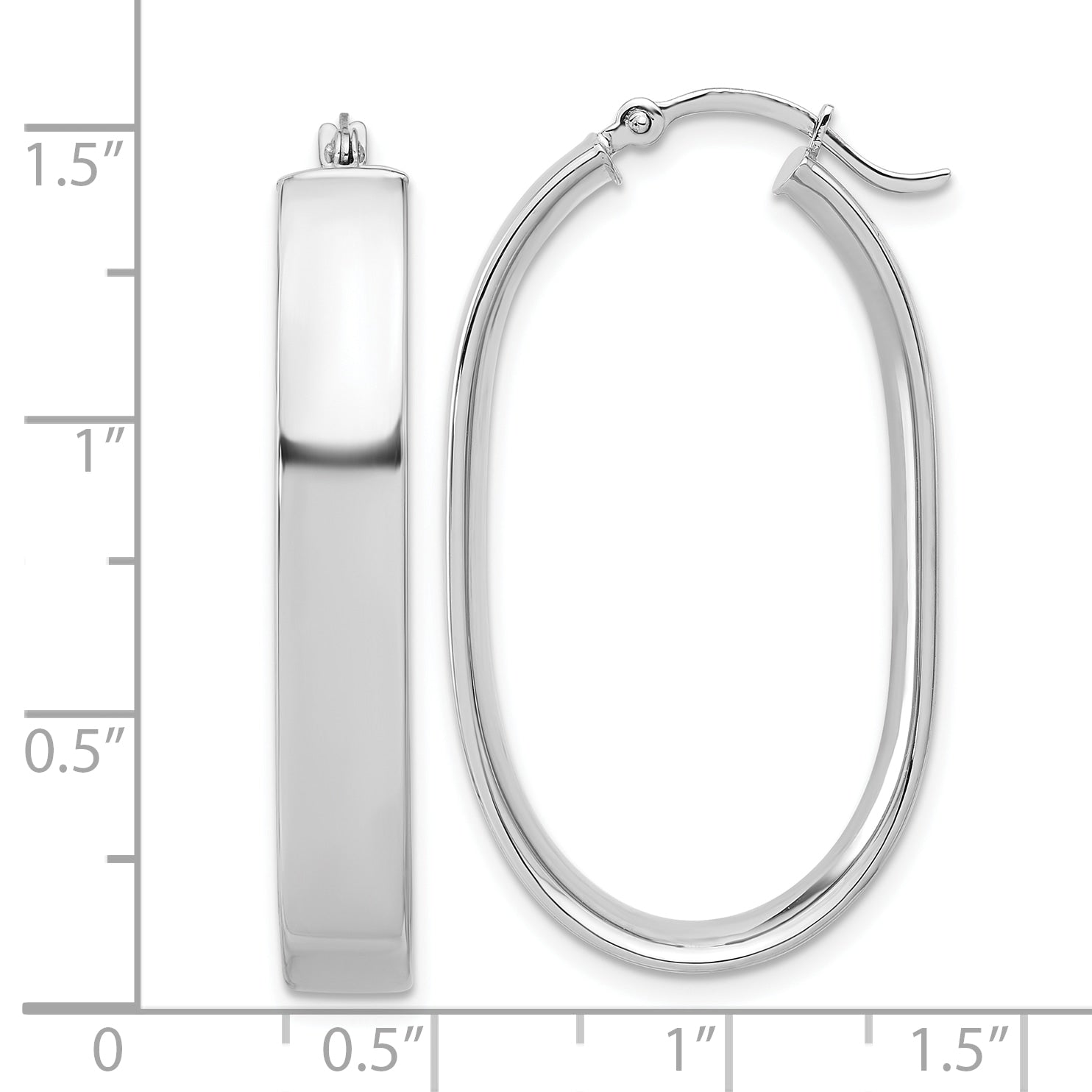 14k White Gold Oval Hoop Earrings