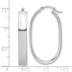 14k White Gold Oval Hoop Earrings