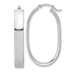 14k White Gold Oval Hoop Earrings