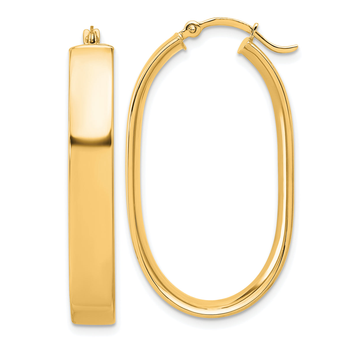 14k Polished Oval Hoop Earrings