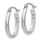 14k White Gold Polished 2.75mm Oval Tube Hoop Earrings