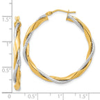 14k Two-tone Polished Rope Twisted Hoop Earrings