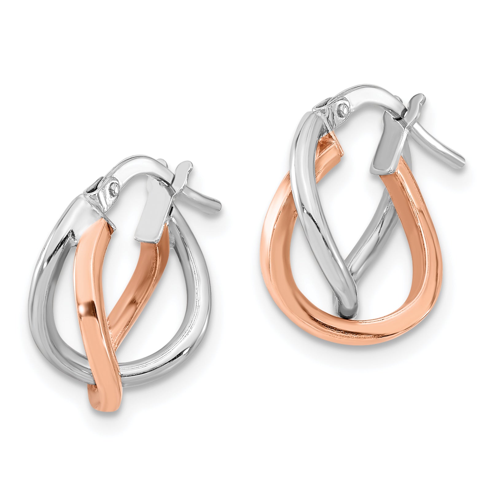 14k White and Rose Gold Fancy Hoops Secondary image