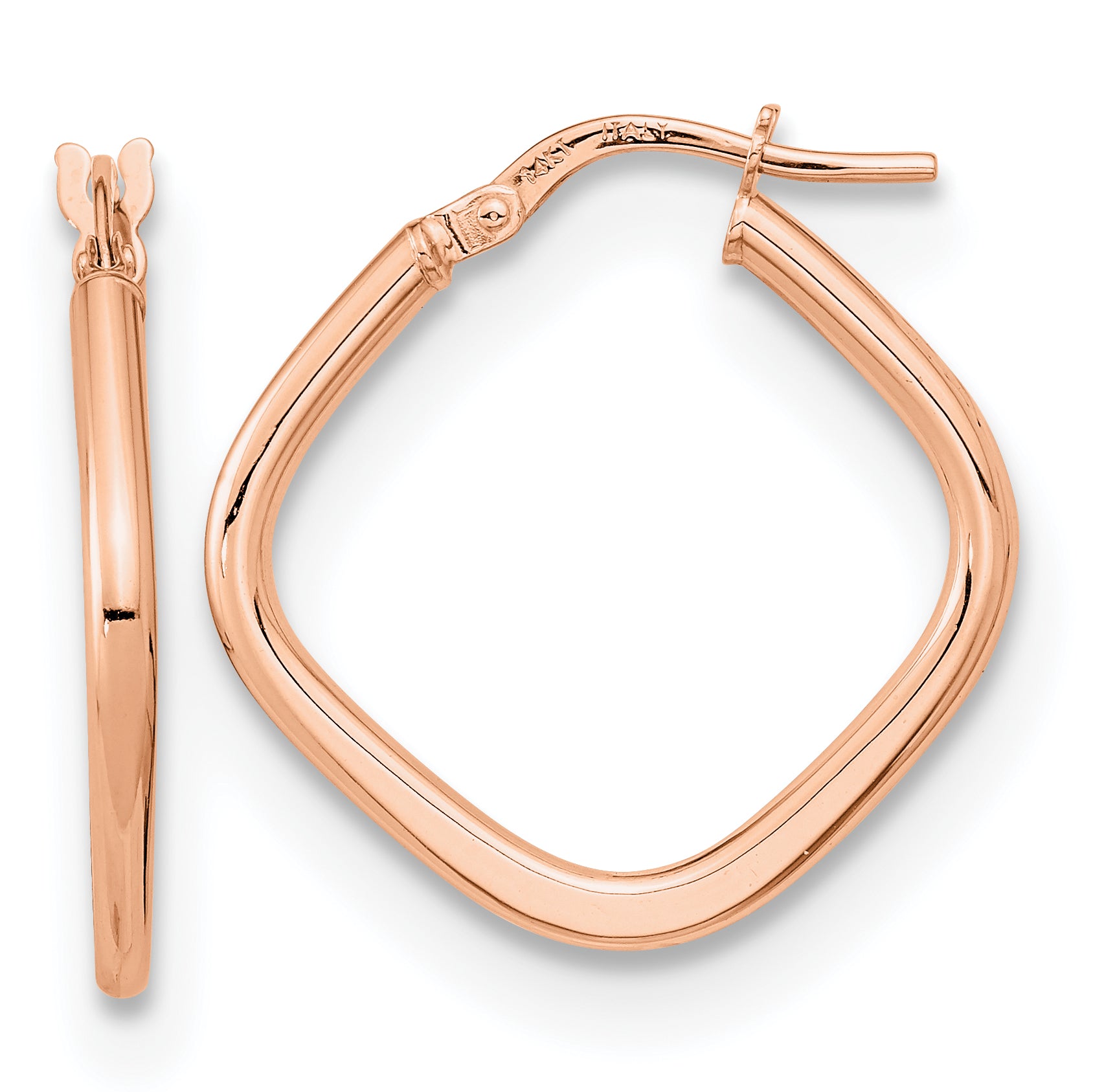14k Rose Gold Polished Square Hoops Main image
