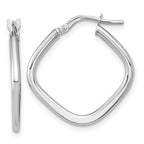 14k White Gold Polished Square Hoops