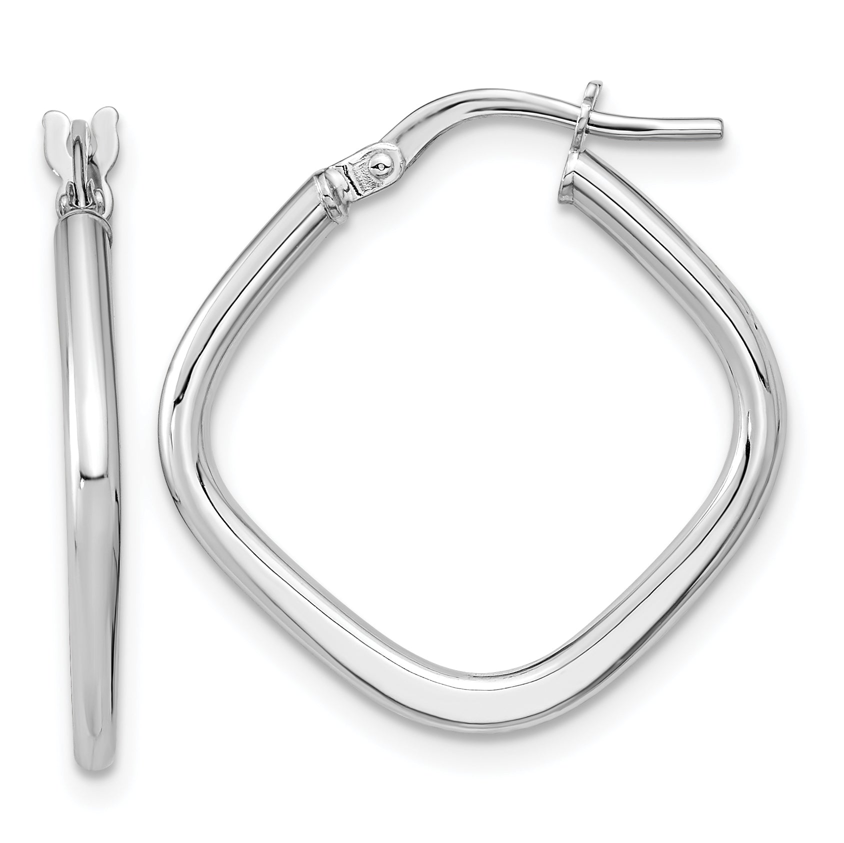 14k White Gold Polished Square Hoops