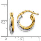 14k Two Tone Polished Double Hoops