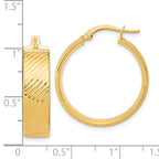 14K 8mm Polished & Textured Hinged Hoop Earrings
