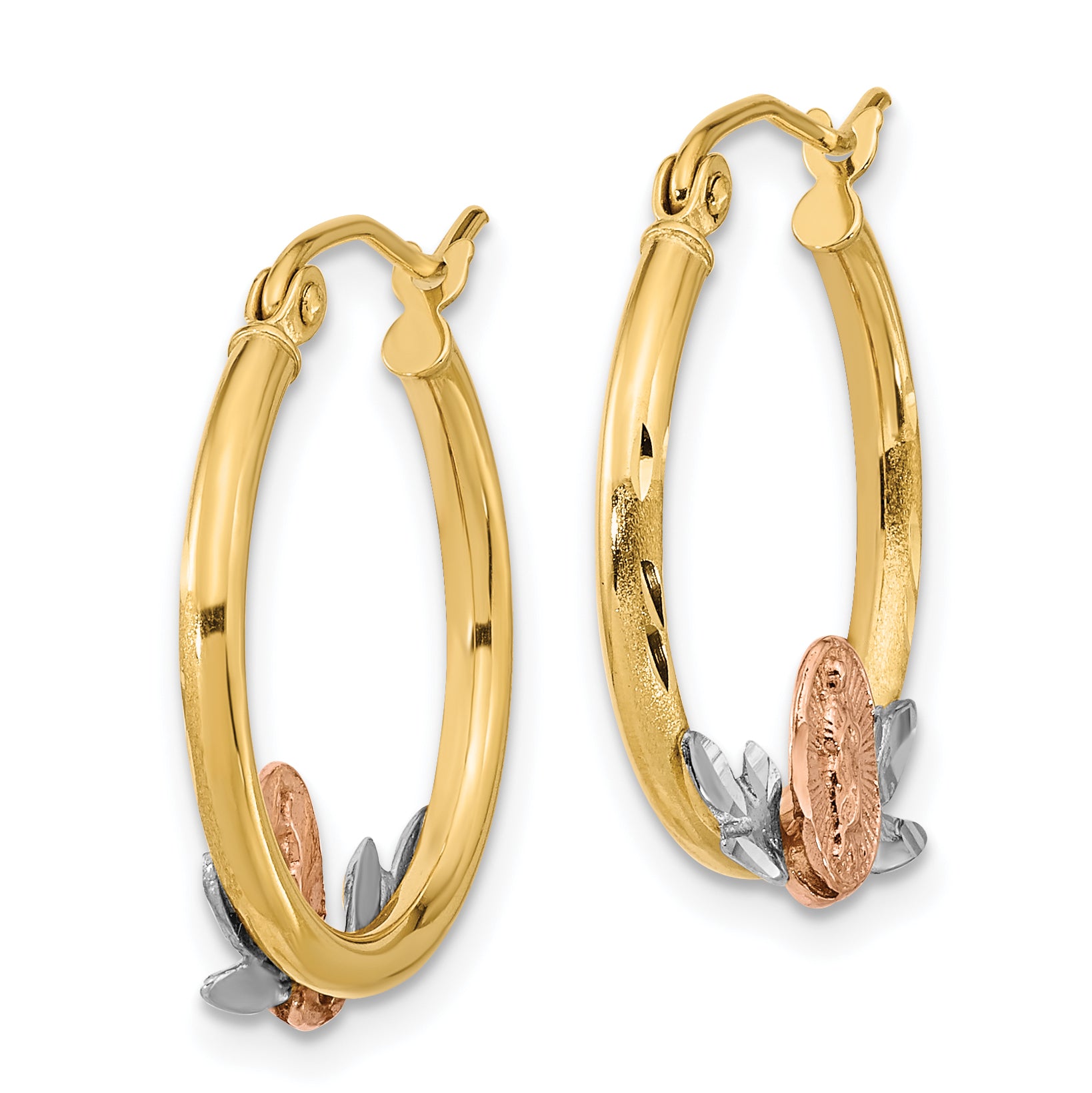 14K Tri-color Guadalupe Hoop Earrings Secondary image