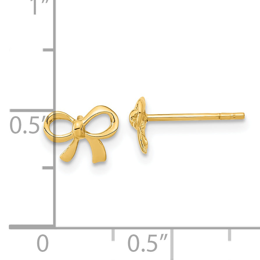 14k Gold Polished Bow Post Earrings