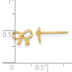 14k Gold Polished Bow Post Earrings