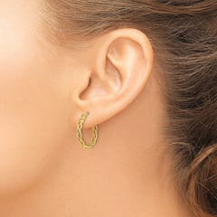 14k Gold Polished Intertwined Filigree Hoop Earrings