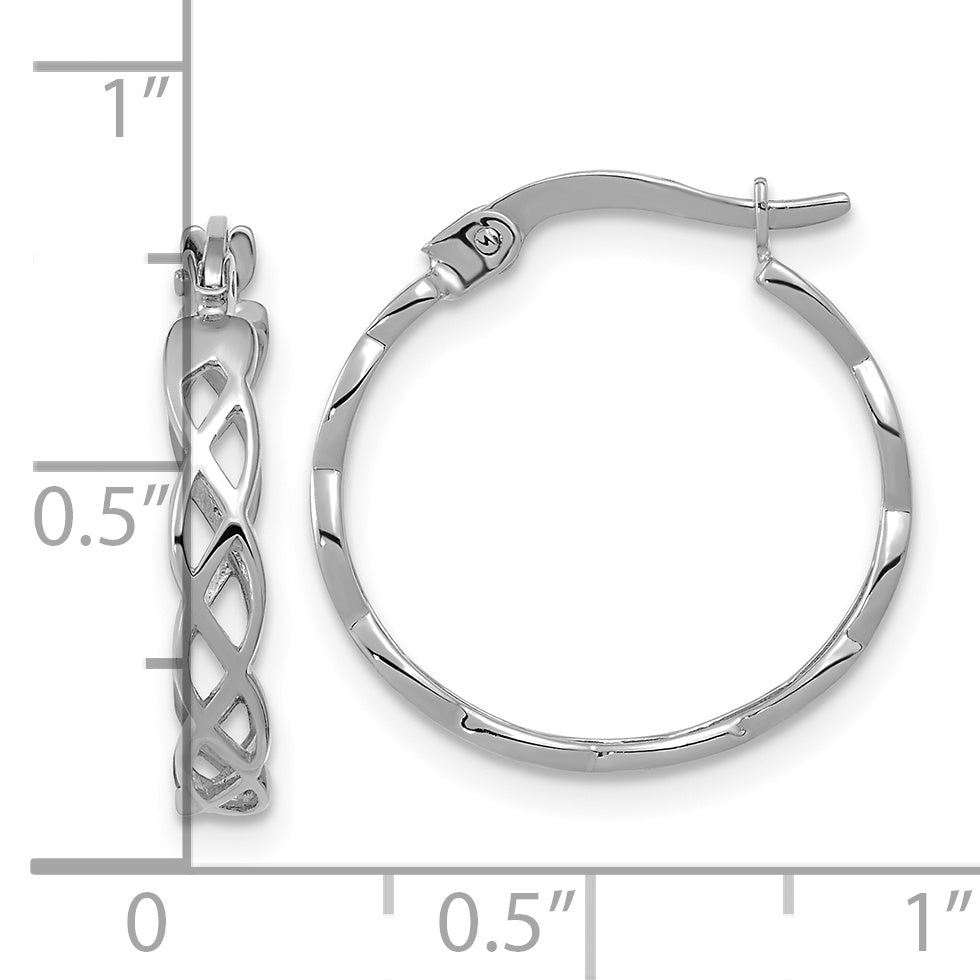 14k White Gold Polished Intertwined Filigree Hoop Earrings