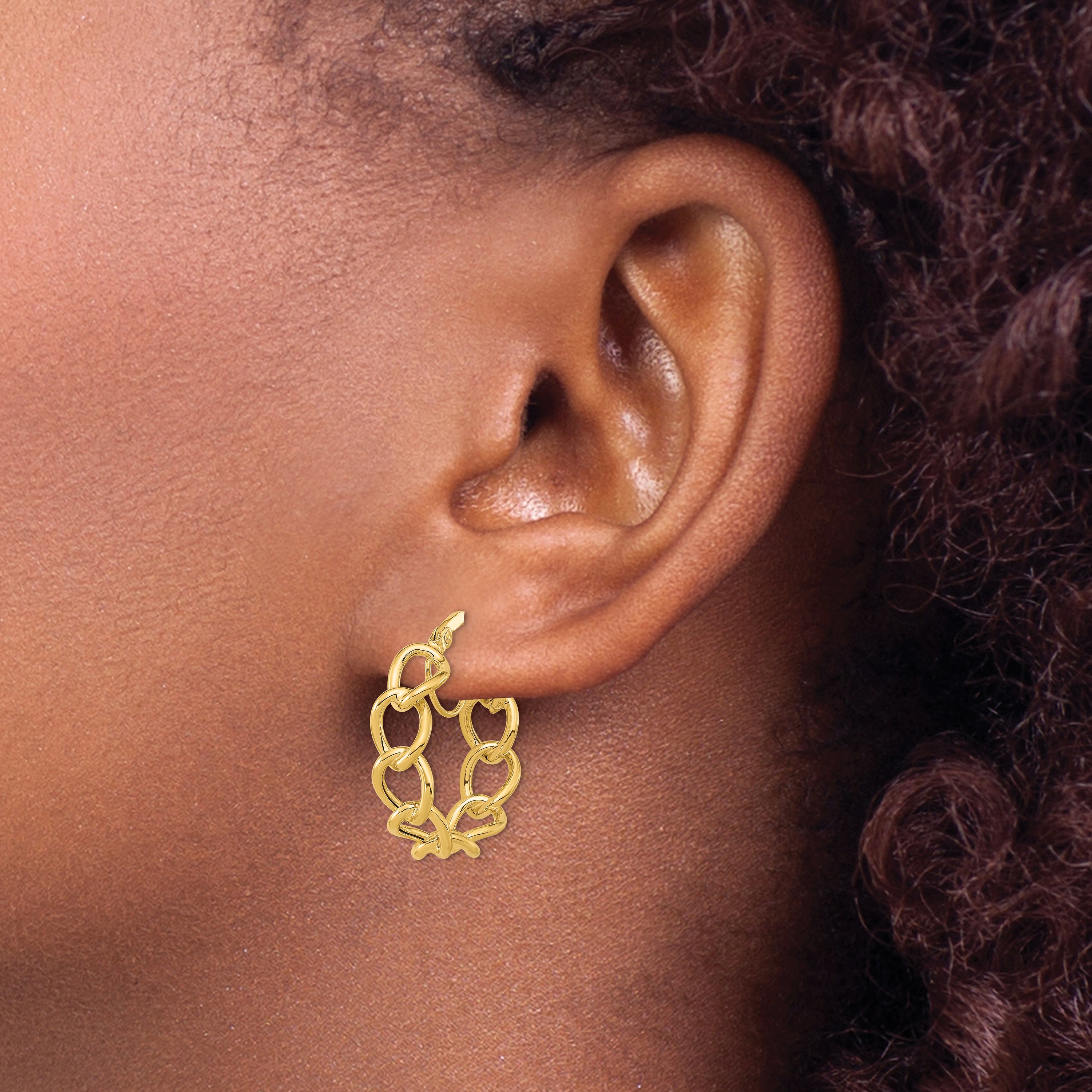 14k Polished Cable Link Circle Hoop Earrings