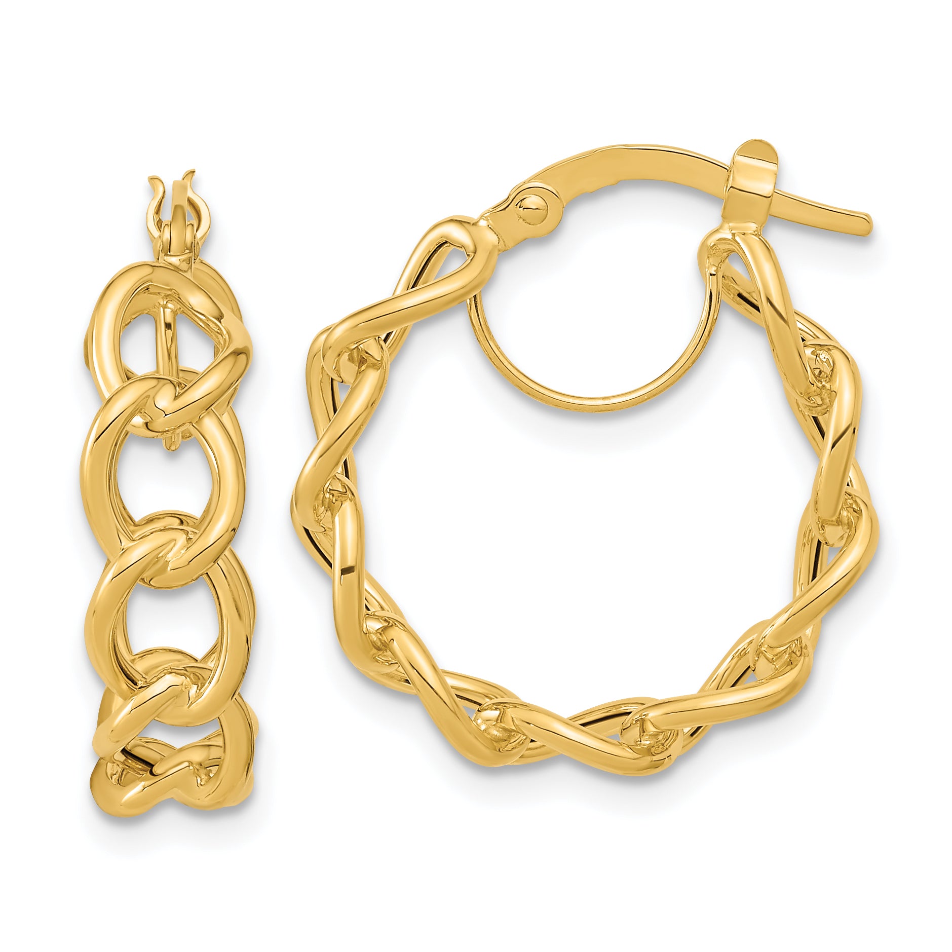 14k Polished Cable Link Circle Hoop Earrings Main image