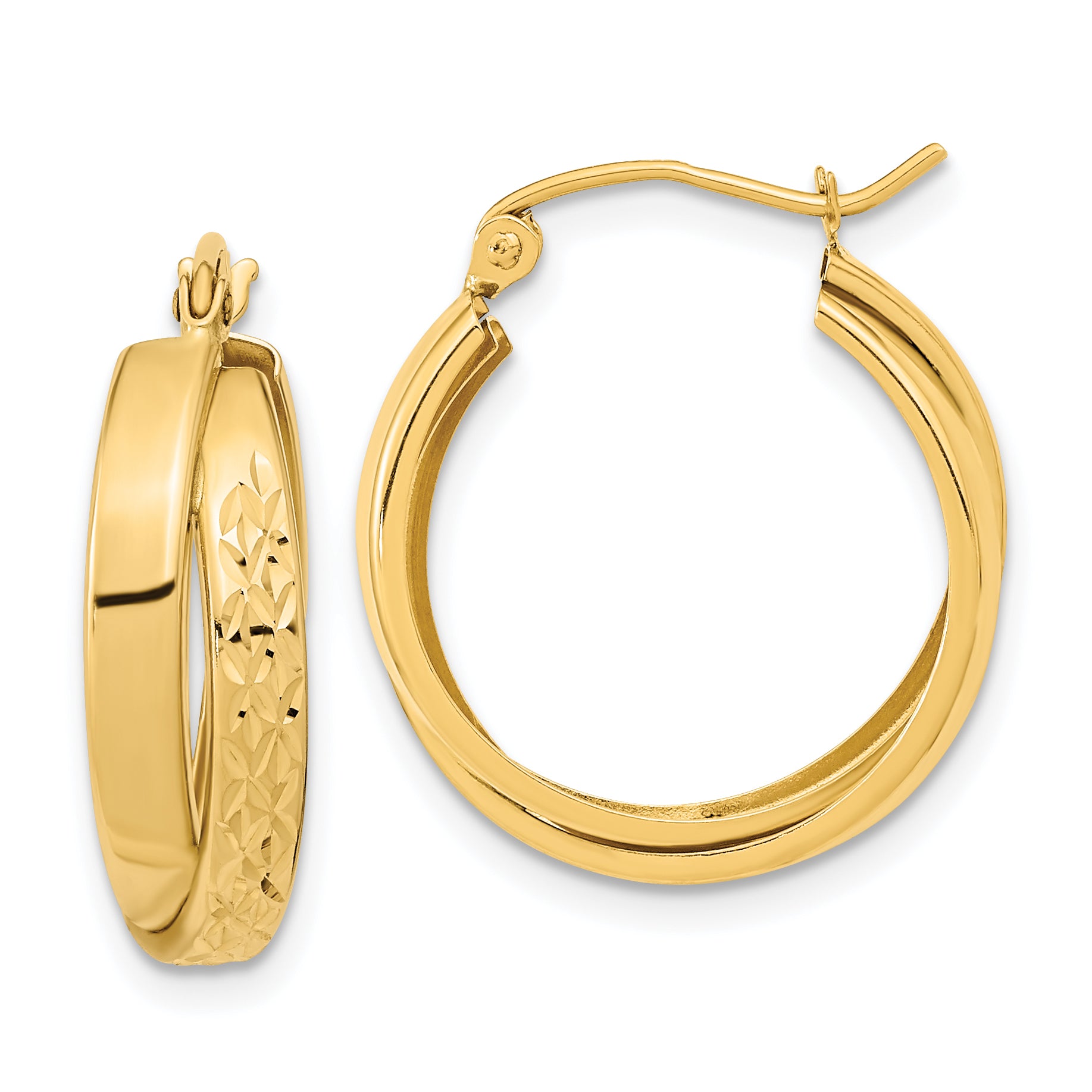 14k Polished Diamond-cut Twist Hoop Earrings Main image