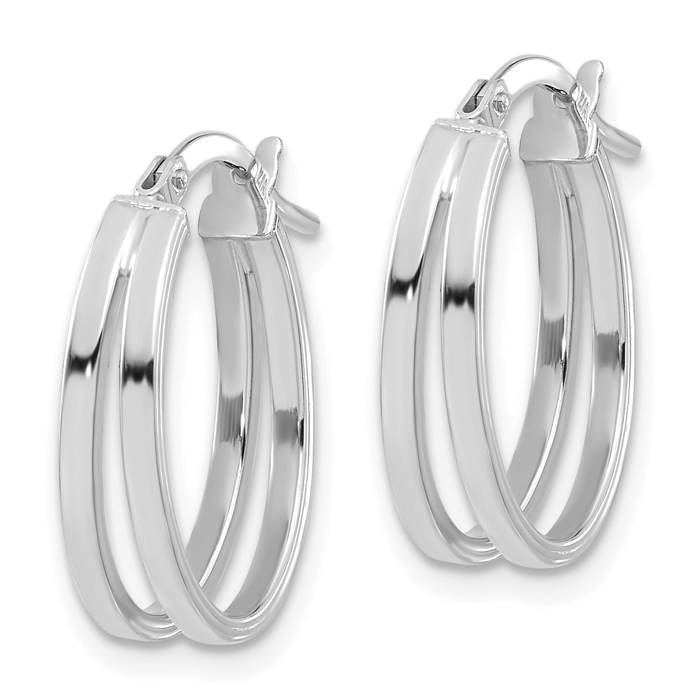 14k White Gold Polished Double Hoops Secondary image