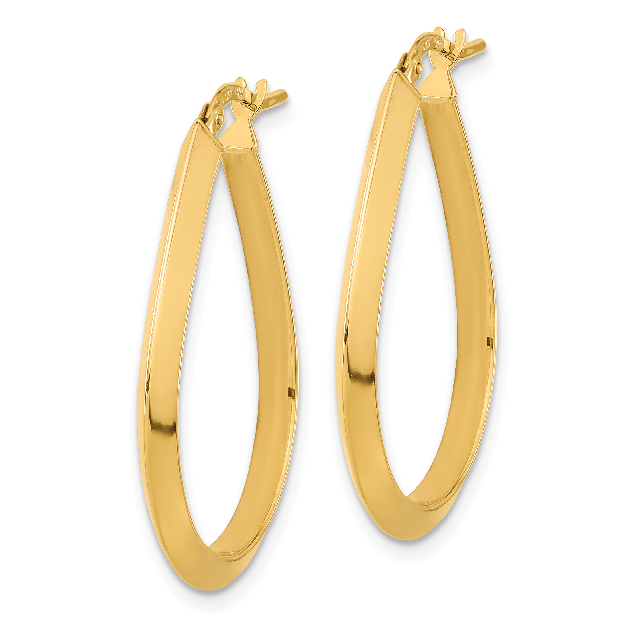 14k Polished 2.75mm Knife Edge Teardrop Shape Hoop Earrings Secondary image