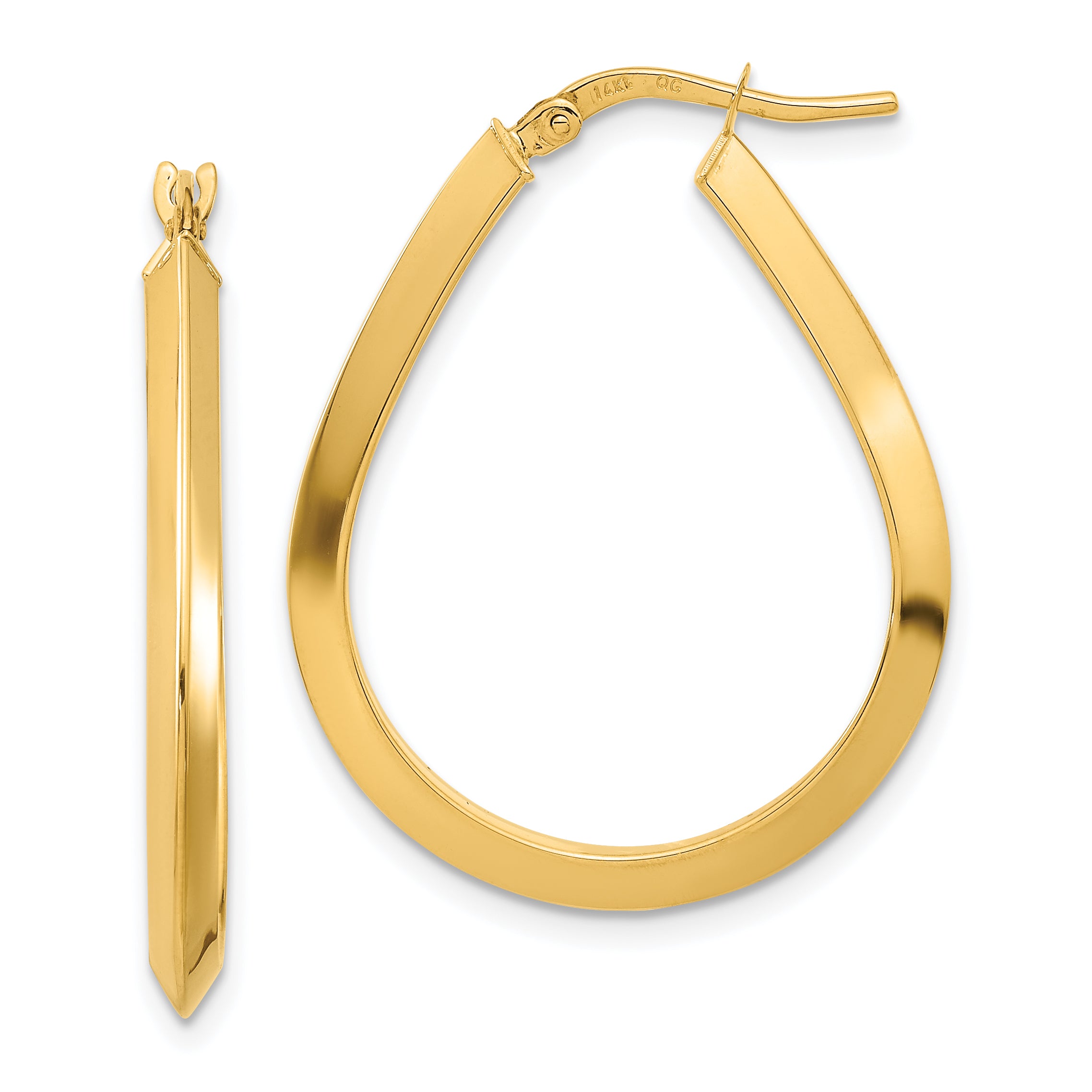 14k Polished 2.75mm Knife Edge Teardrop Shape Hoop Earrings Main image