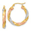 14k Tri-color Polished & D/C Twist Hoop Earrings