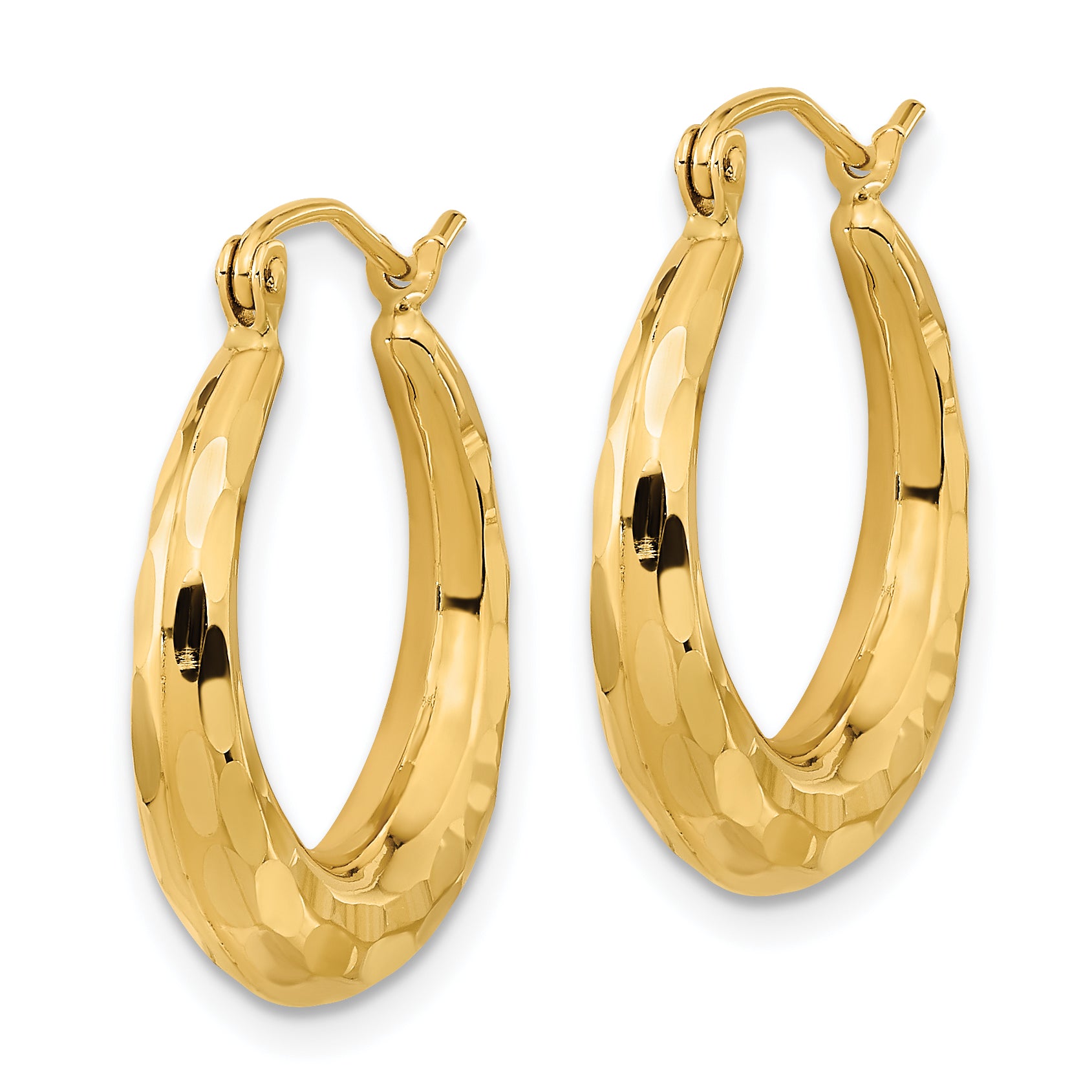 14k Polished Diamond-cut Hoop Earrings Secondary image