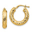 14k 4x10mm Diamond-cut Round Hoop Earrings