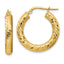 14k 4mm Polished Diamond-cut Round Hoop Earrings