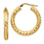 14k 4x20mm Diamond-cut Round Hoop Earrings